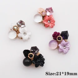 10Pcs Four Color Crystal Flower Flat Bottom Button Diy Gold-Plated For Card Crafts Wedding Decoration Accessories 21x22MM