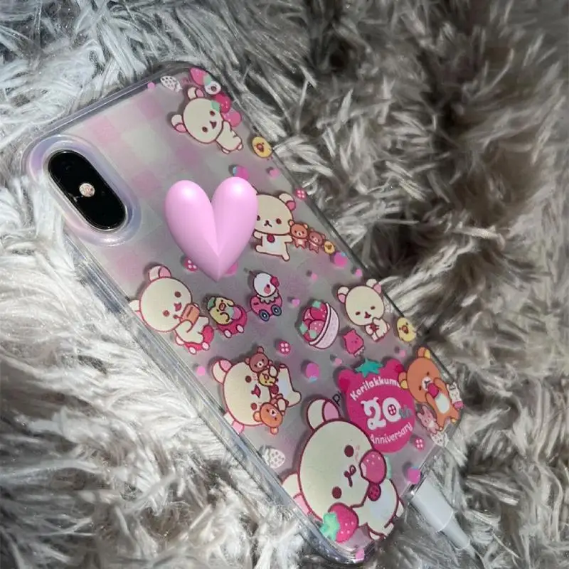 Kawaii Cute Rilakkuma Mobile Phone Shell Iphone15/14/13/12Promax/14/13/12/11Xsmax Soft Shell Anti Fall Gifts Girlfriend Gifts