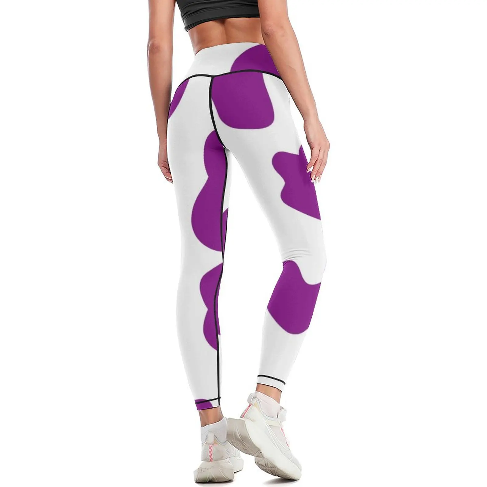 Chemise à imprimé vache violette pour femme, Économie à motif de vache, Leggings College, Leggings de sport