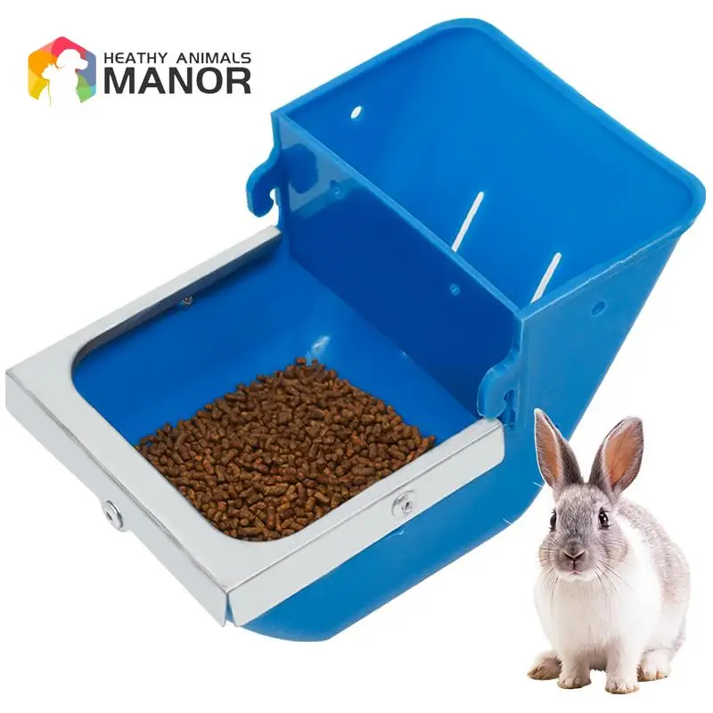 5Pcs Rabbit Feeder Box Hopper Rabbit Cage Rex Rabbit Anti Pickling Feed Trough Feeders Automatic Farm Animals Feeding Bowls