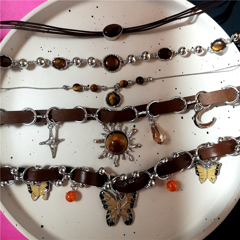Punk Charme Sonne Kreuz Schmetterling Anhänger Halsband Kette Halskette Für Männer Frauen Trendy Y2K EMO Hip Hop Grunge Zubehör Schmuck
