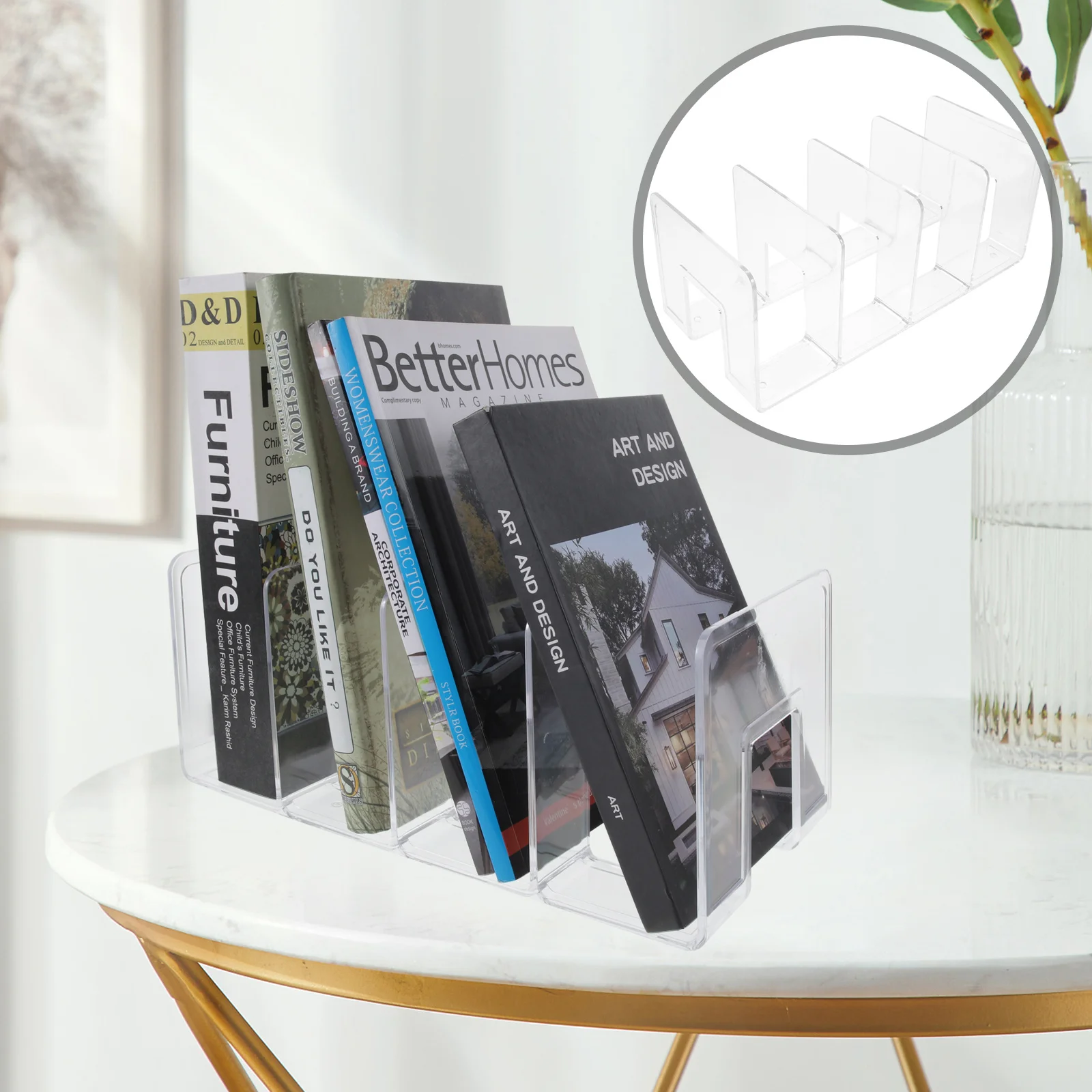 Acrylic Bookend Thickened Design Heavy Duty Book Ends Decorative for Home Office Study Room Multi-Function Book Organizer Shelf