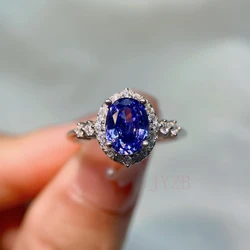 Fine natural Tanzanite sterling silver Ring Ladies wedding Engagement ring Anniversary gift party jewelry