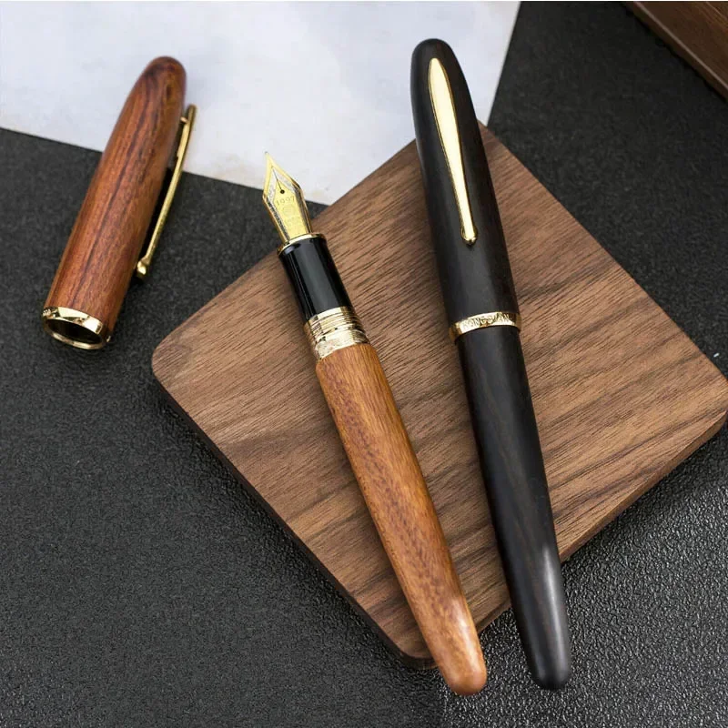 HongDian 660 Fountain Pen EF/ F Nib Handcrafted Natural Wood Pens business Creative gift pens stationery school office supplies