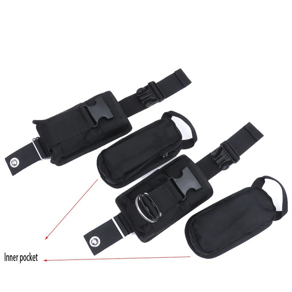 New 2Pcs Spare Black 1680D Nylon Scuba Diving Weight Belt Pockets with Quick Release Buckle -22.5X15X5cm A005