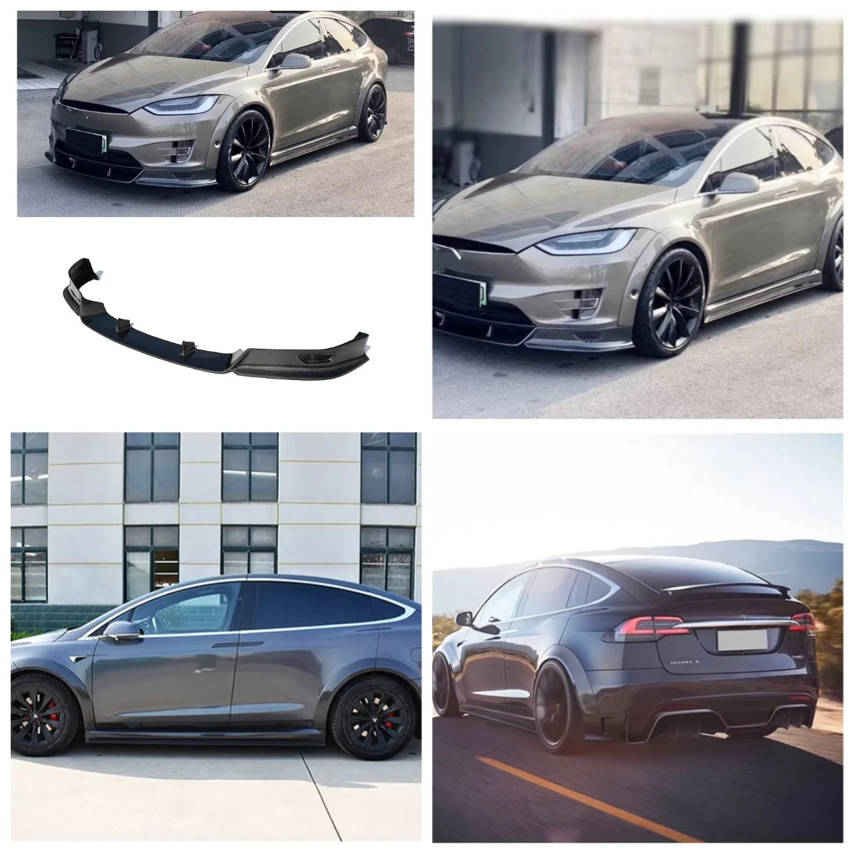 

Carbon Fiber Body Kit with Front Lip Splitter Side Skirts Rear Lip Diffuser for Model X