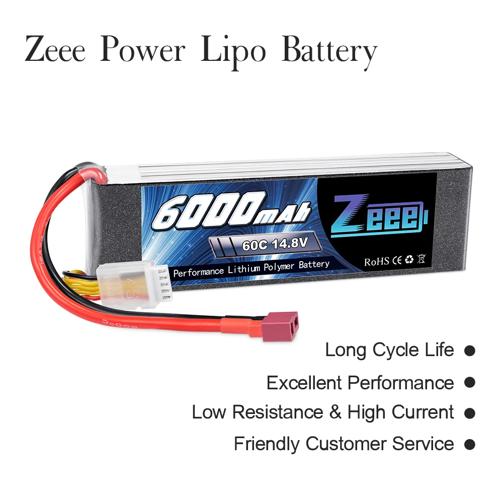 Zeee 4S 6000mAh Lipo batteria 14.8V 60C Softcase con Deans Plug per RC Car Racing Truck Buggy FPV Drone RC Hobby Model Parts