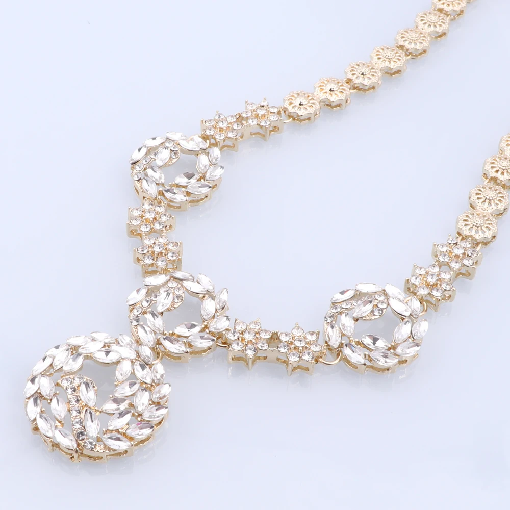 Dubai Gold Color Women Jewelry Sets Classic Necklace Earrings Ring Bracelet Jewelry Daily Wear Gold Plated Accessories