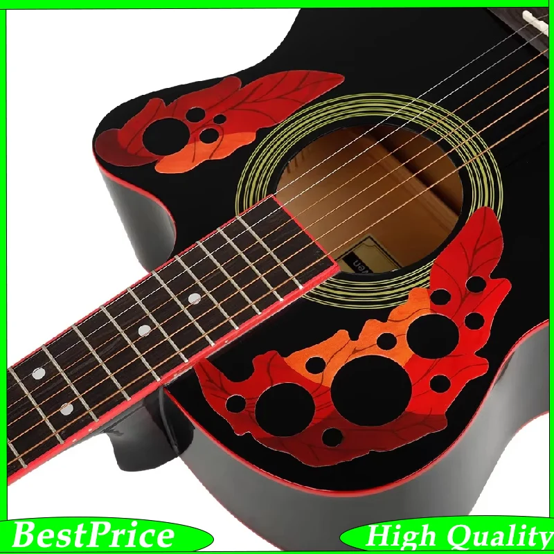 1 Inch Acoustic Guitar Grape Leaf Sound Hole Guard 2pcs Set Guitar Sound Hole Decal Sticker Grape Leaves Red