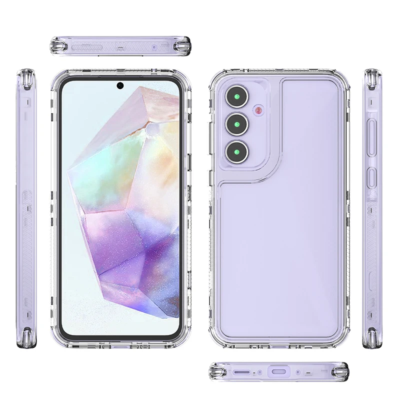 3 in 1 Armor Shockproof Case For Samsung Galaxy A17 A26 A36 A56 A16 S25edge S24 Plus FE Clear Transparent Dual Layer Back Cover - náhled 6
