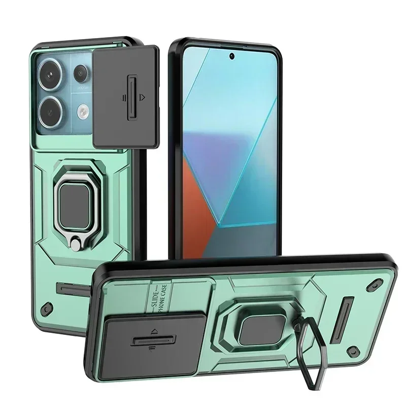 2025 جديد Cxd لشاومي ريدمي نوت 15 14 14S 13 13R 12 12S توربو برو زائد الشريحة دفع نافذة الكمبيوتر حلقة معدنية حامل غطاء شل