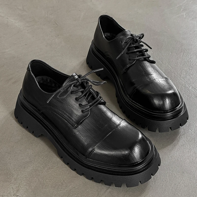 

Модные мужские кожаные туфли на толстой подошве в стиле ретро в британском повседневном стиле, вечерние и свадебные туфли для жениха, хит продаж, туфли дерби 38-46