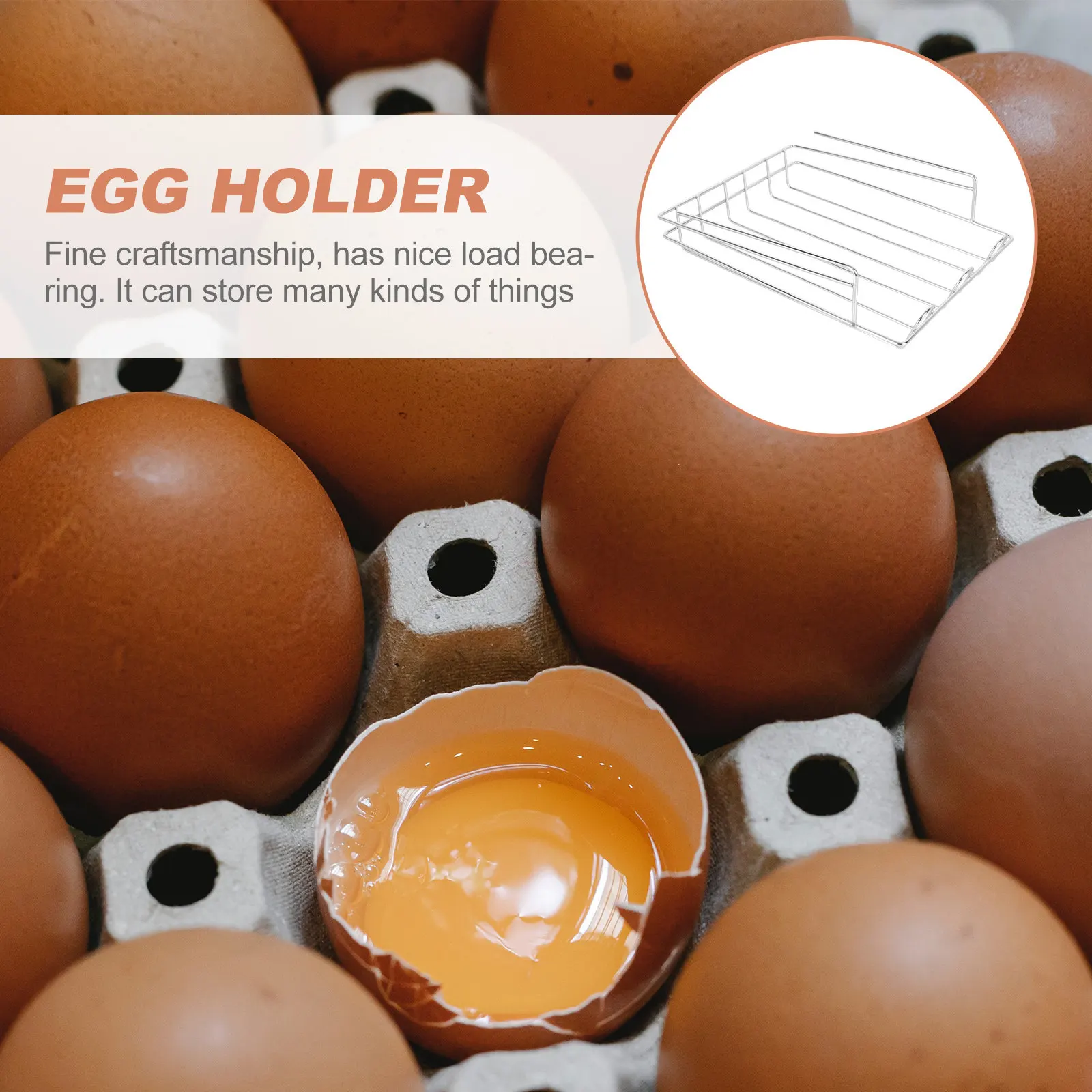 1Pcs Stainless Steel Egg Shelf Fine Craftsmanship Heavy-Duty Fridge Organizer for Soda Beer Cans Kitchen Living Room Office