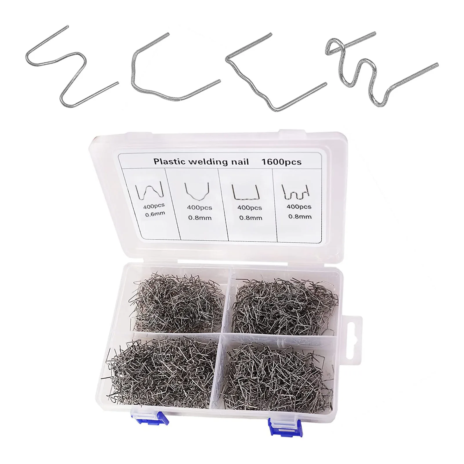 

1600Pcs/Set Hot Stapler Staples For Plastic Welder Plastic Repair Standard Pre Cut Wave Staples Welding Bumper Car Bumper Repair