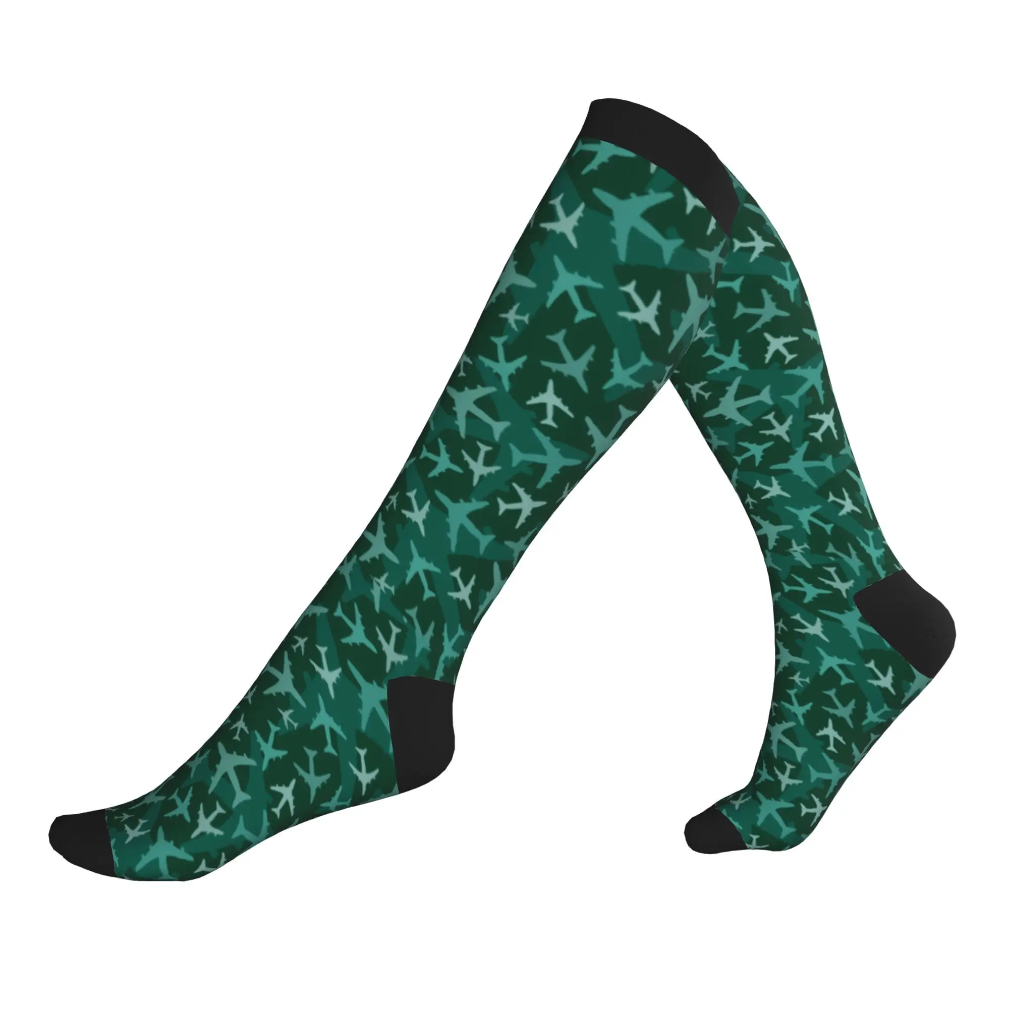 

Aviation Airplane Pilot Camouflage Men Women Sports Compression Socks Unisex Cool 3D Print Dress Socks