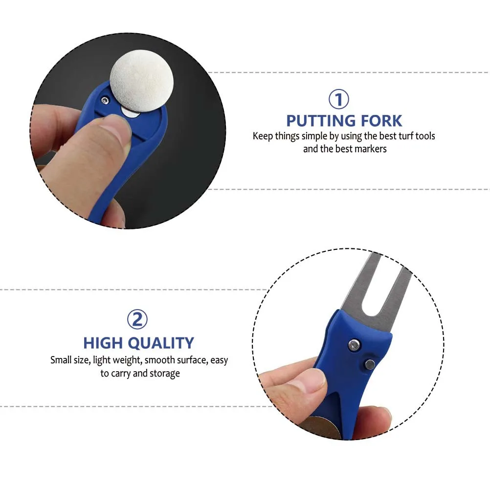 

Golf Divot Tool Folding Stainless Steel Divot Repair Fork Ball Marker Golf Supply Accessories Balls Marker Golfs Supply