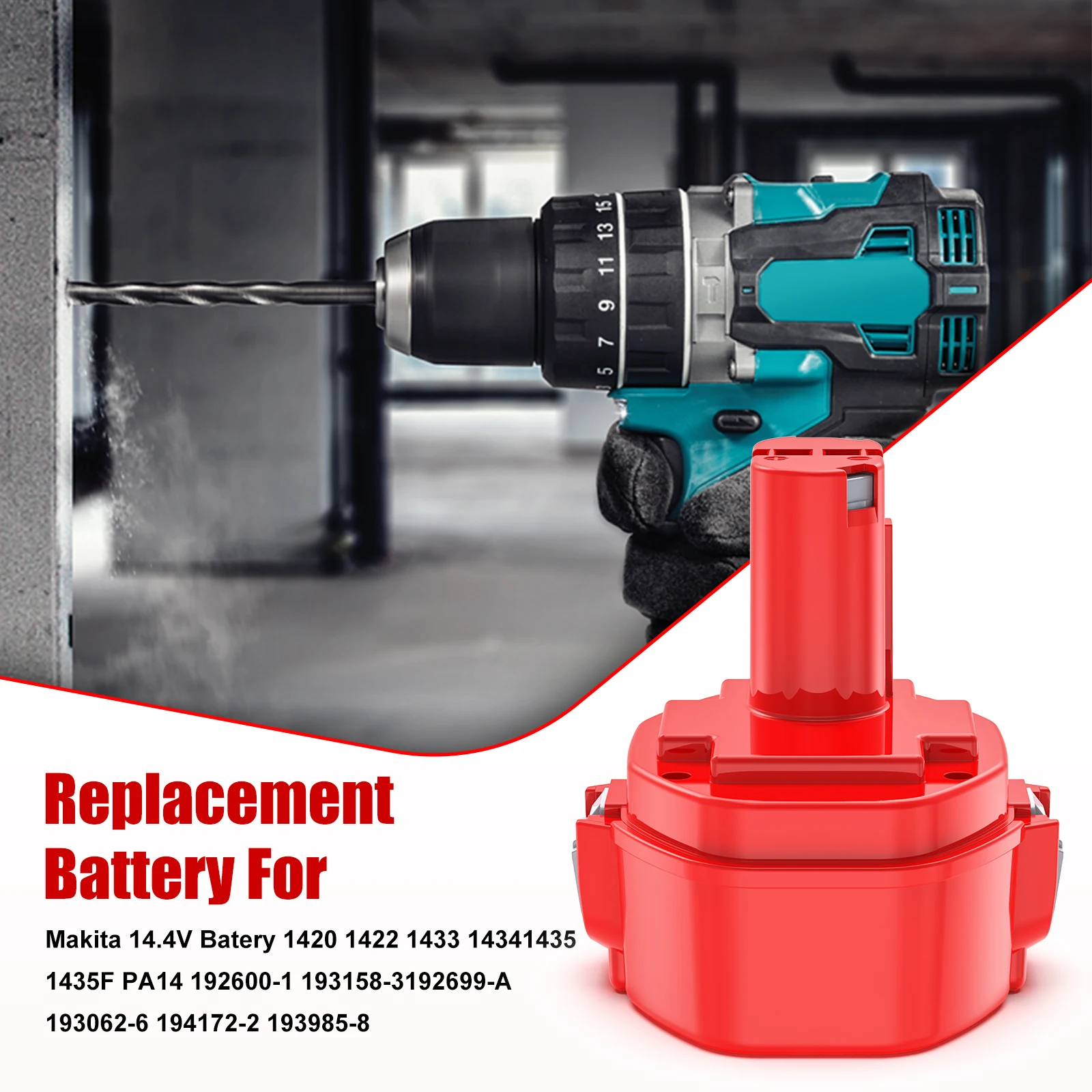 For Makita PA14 14.4V 5000mAh NI-MH Replacement Battery  1422 1433 1420 192600-1 6281D 6280D 6337D Rechargeable Batterie