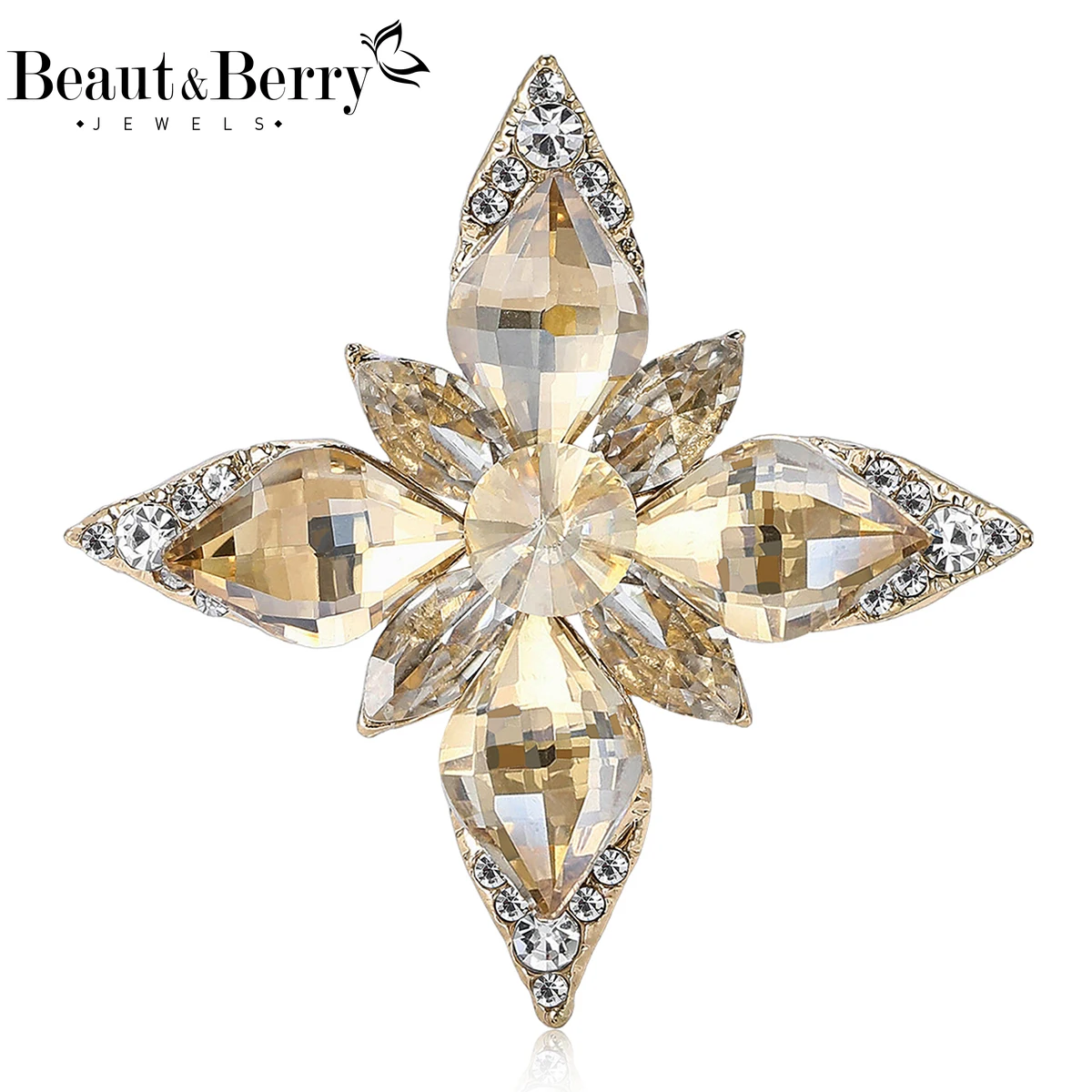

Beaut&Berry Luxury Rhinestone Cross Brooches for Women Unisex Creative Pins Casual Party Jewelry Accessories Gifts Decoration