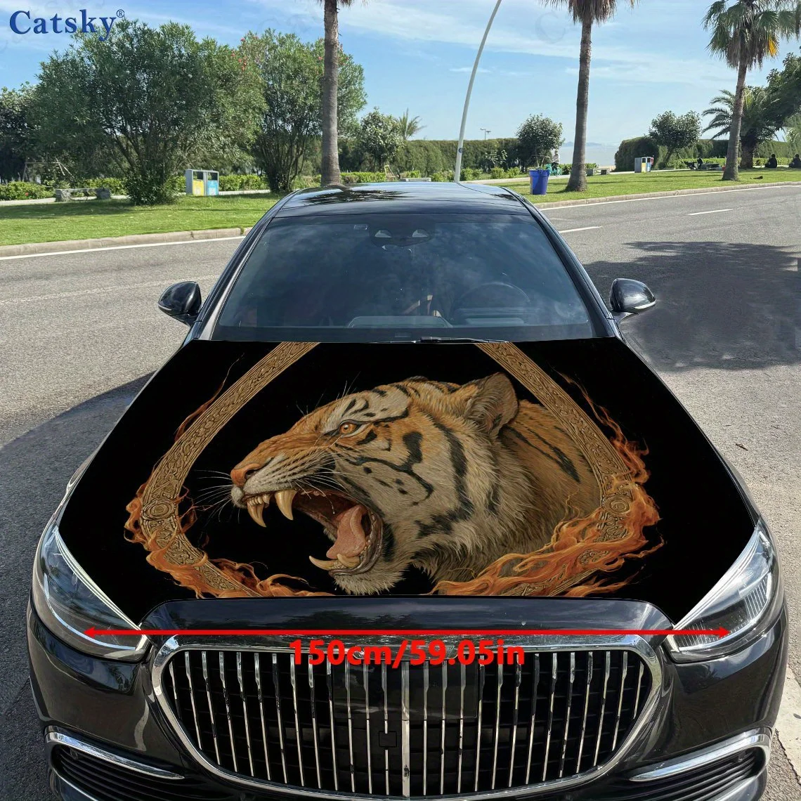 Fierce tiger head print,car hood stickers,PVC waterproof Self adhesive car hood sticker,car hood decoration protection stickers,