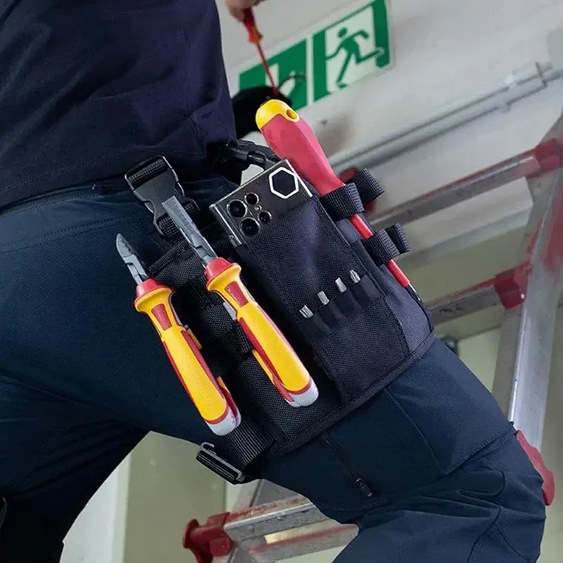 

Сумка для инструментов для ремонта, многофункциональная сумка из ткани Оксфорд, сумка для инструментов для обслуживания электрика, износостойкая регулируемая сумка для инструментов на ножках