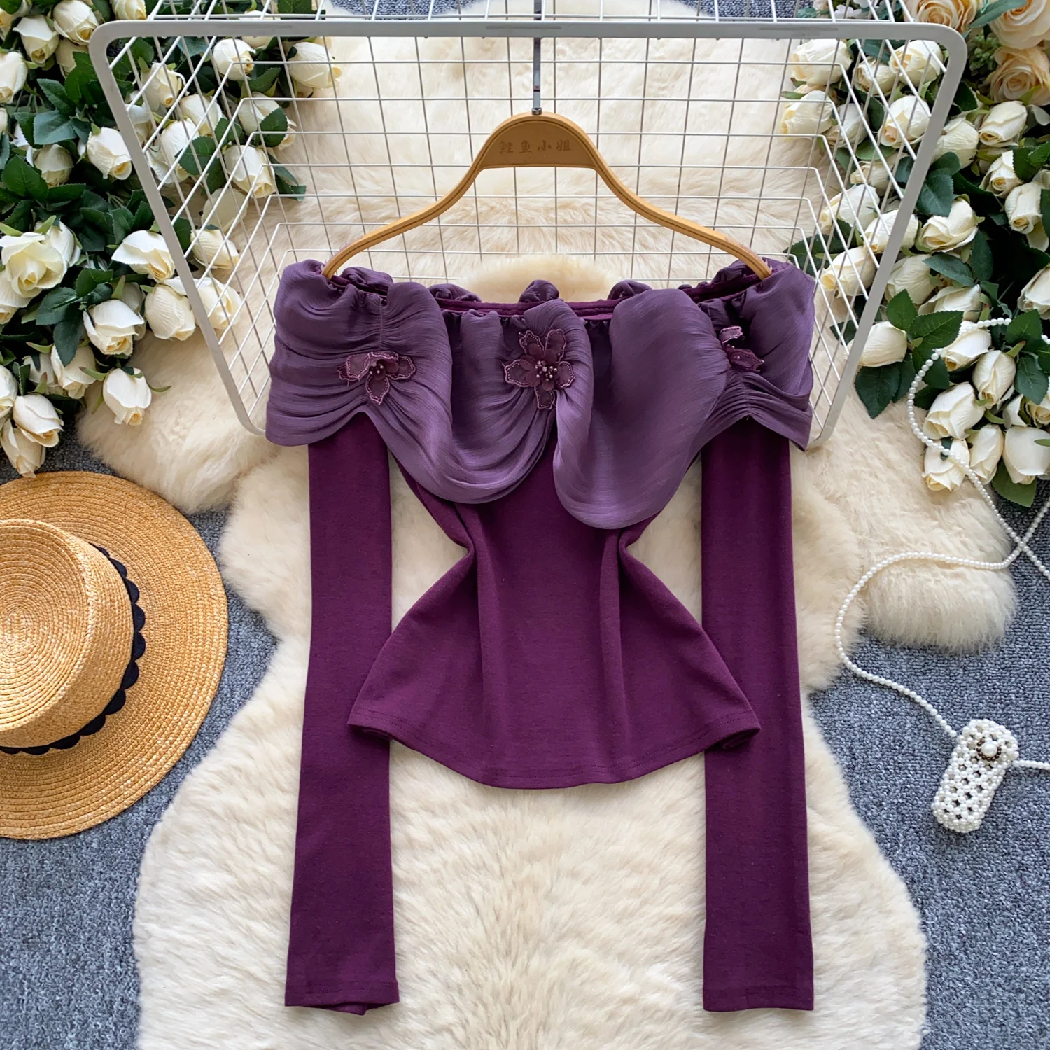 

Винтажная элегантная блузка с вырезом и рюшами и длинными рукавами, модная рубашка, повседневный топ, сказочная женская рубашка