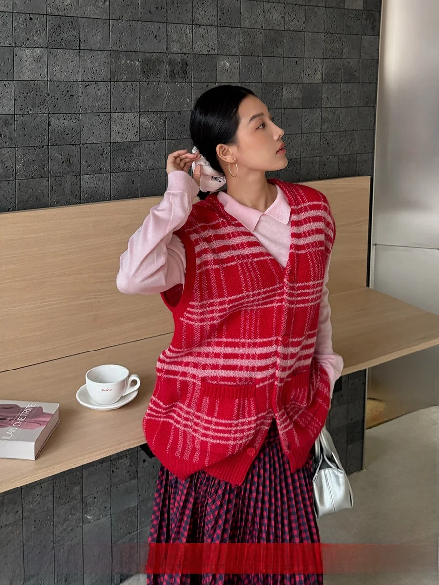 

Жилетка женская 4COEMES, ранняя весна, повседневная, в полоску, с V-образным вырезом, оригинальный дизайн, ручная работа, бутик DEARSOCUTE...