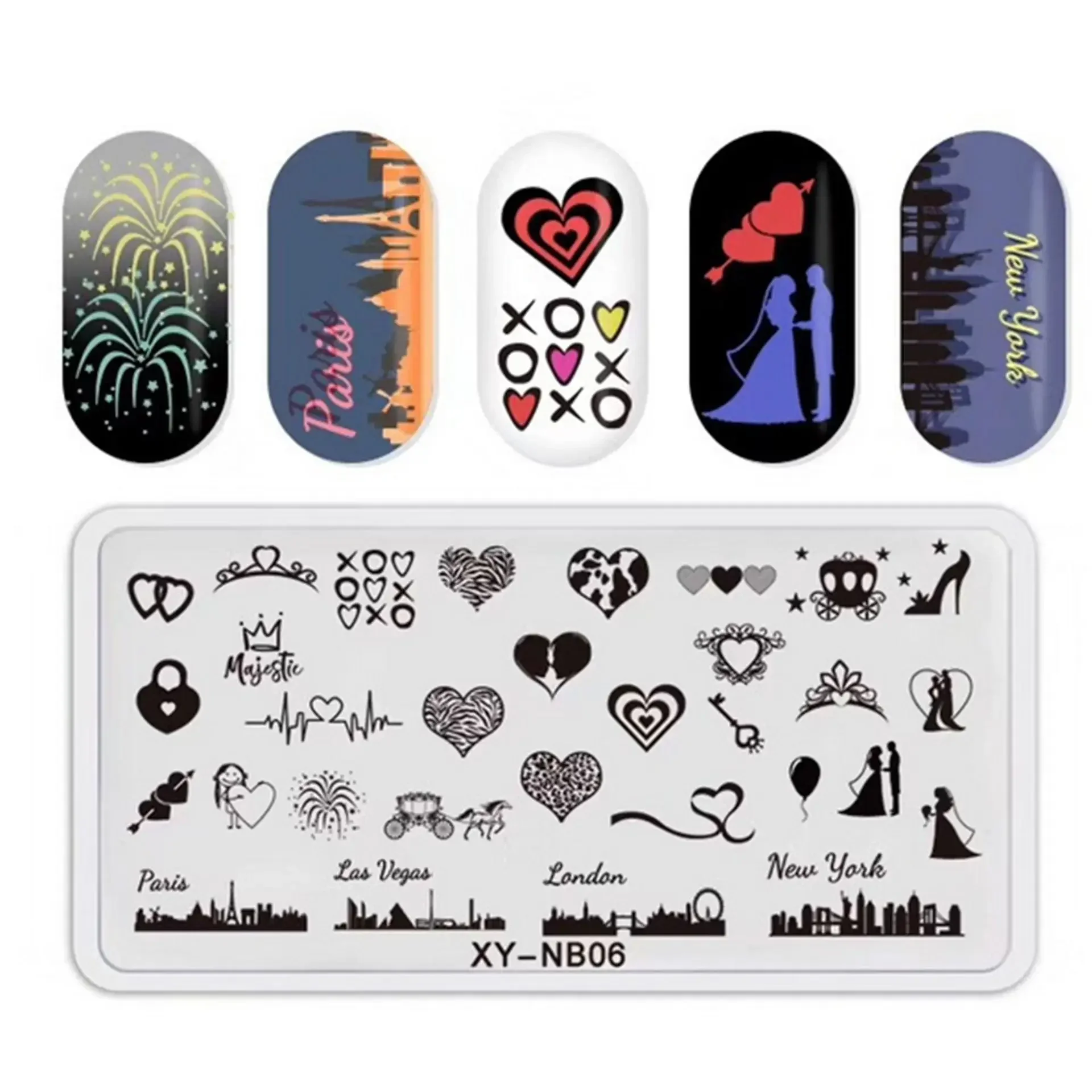 Nail Stamping Plate Polar Bear Rectangle Template Santa Elk Nail Art Printing Stencil Tool Size 6*12cm Nail Art Tools