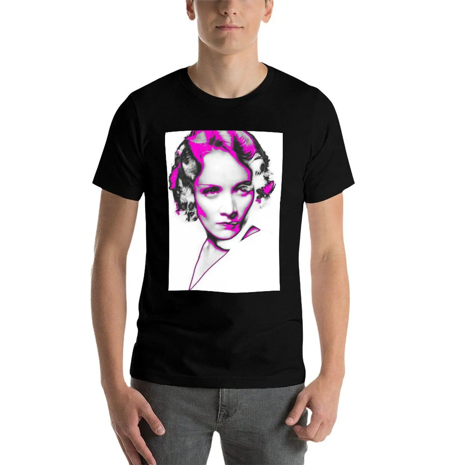 تي شيرت Marlène Dietrich in the Pink تي شيرت رجالي قطن تي شيرت كاجوال للرجال
