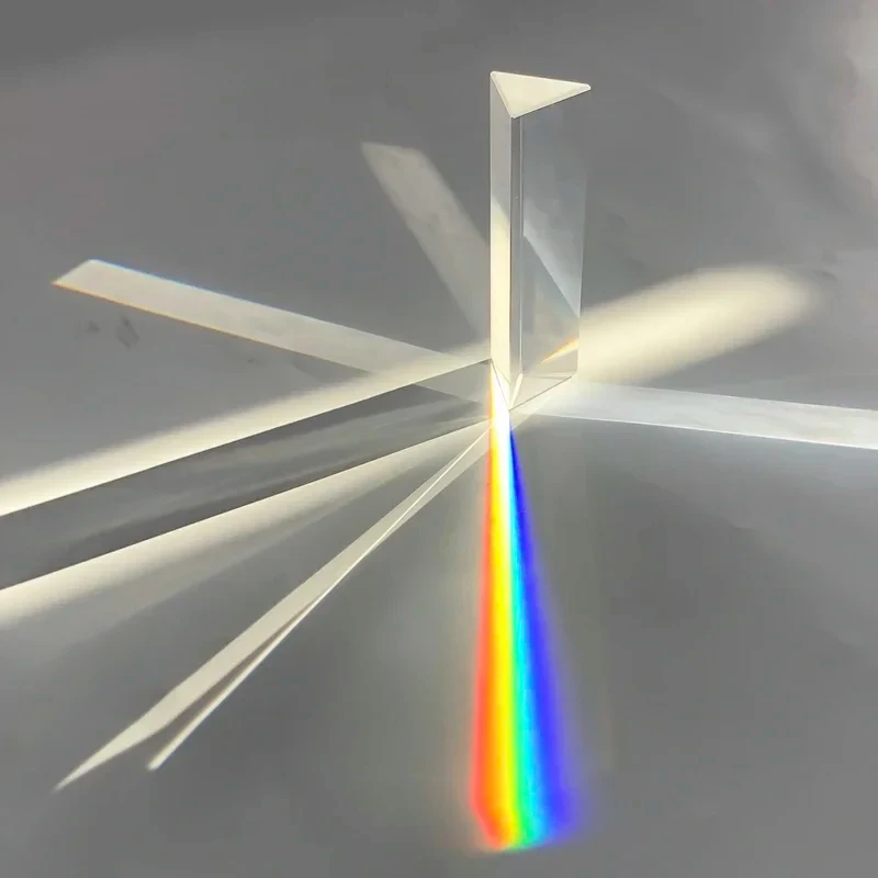1PC Triangular Prism Optical Prisms Glass Physics Teaching Refracted Light Spectrum Rainbow Children Students Present