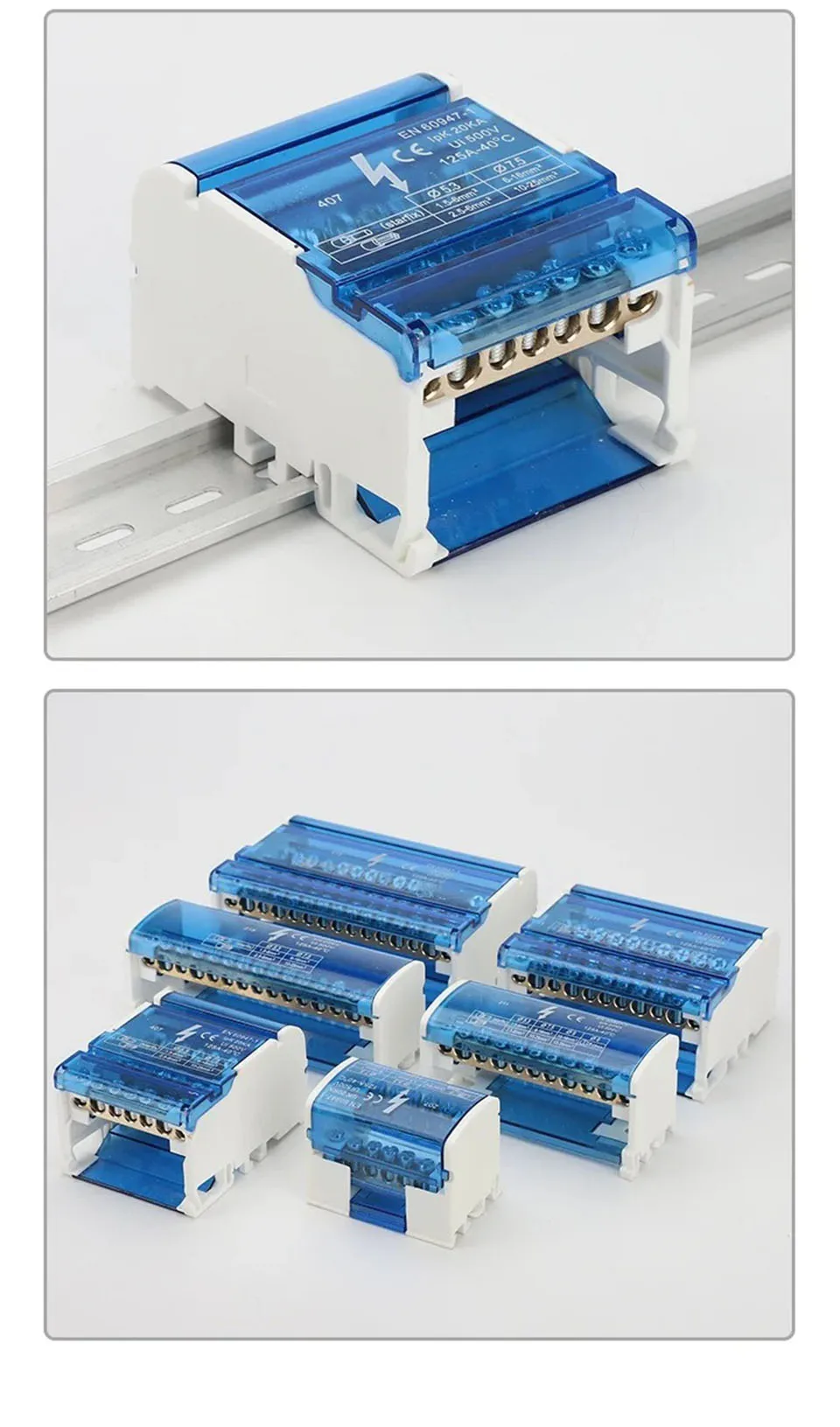 Din Rail Klemmen block nhc01 Serie Strom verteiler kasten Anschluss dose//Modulares Nulllinien-Neutral kupfer – Detail 7