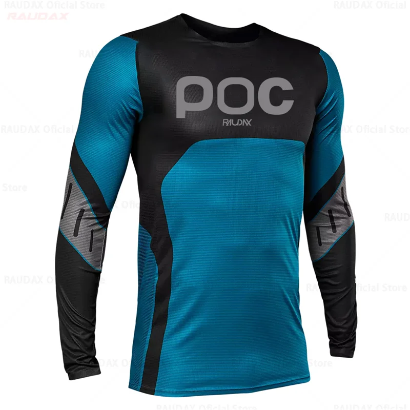 2023 Motorcycle RAUDAX POC Team Downhill Jersey MTB Offroad DH MX Bicycle Shirt Cross Country Mountain Bike Cycling Jersey