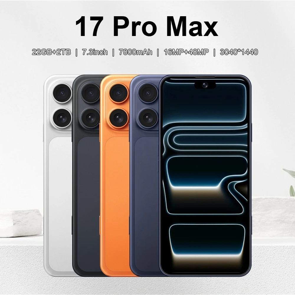 K-Touch Smartphone für 17 Pro Max 7,3 Zoll Vollbild-Handy 22G+2TB Mobiltelefon 16+48MP 5G Dual-SIM 7800mAh Akku Face ID Entsperrt Android 15 Handys – Detail 4