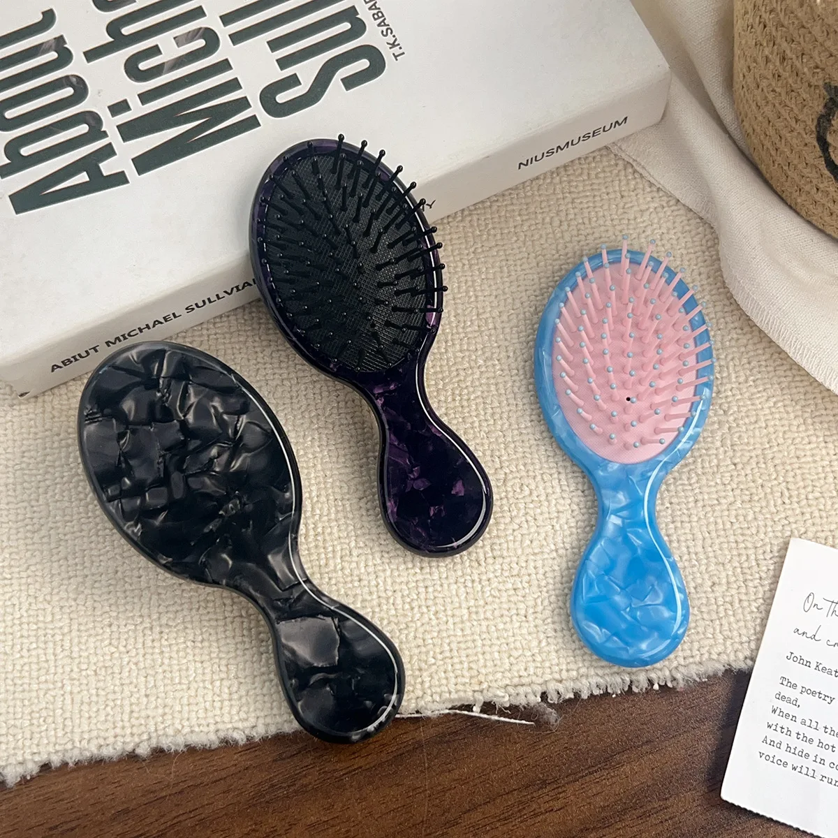 

New Acetic Acid Black Purple Airbag Comb Children's Airbag Comb Temperament Cute Girl Hair Comb Small Portable Massage Comb