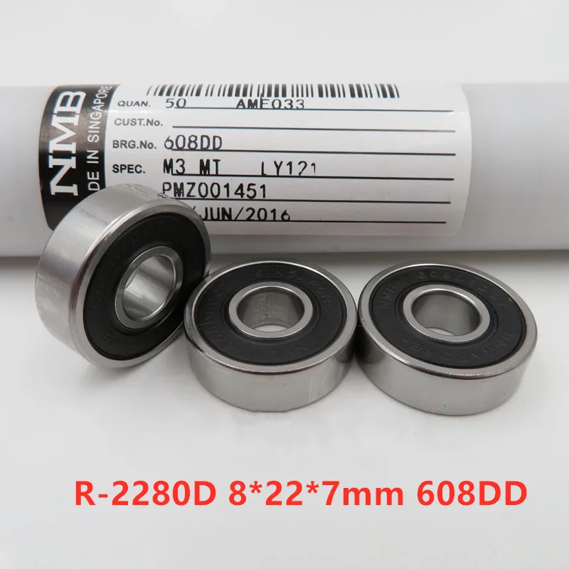 50-unidades-de-rodamientos-minebea-nmb-r-2280d-8-22-7-mm-608dd-608-2rs-rodamientos-de-bolas-de-precision-en-miniatura-2280-608-8x22x7-mm