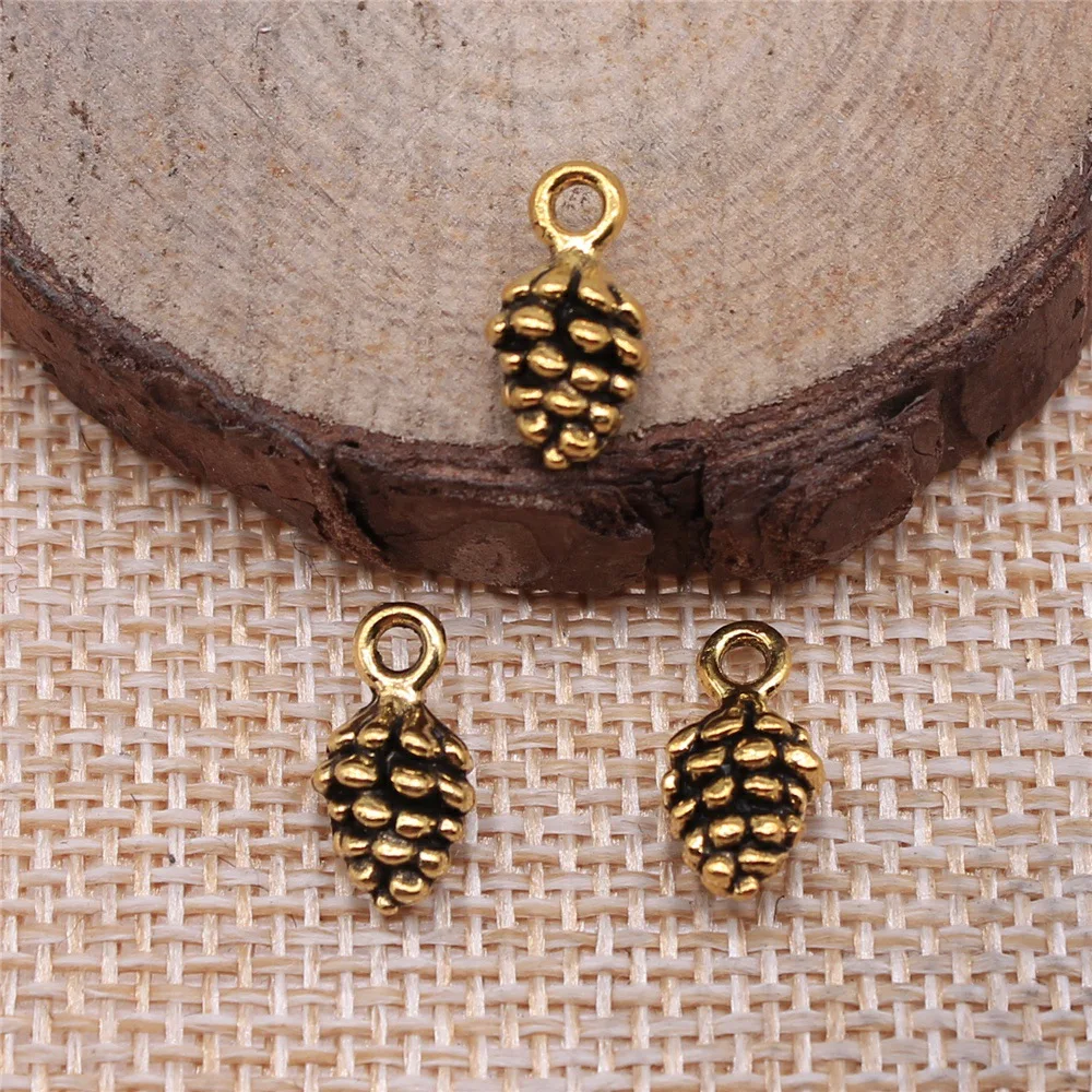 40pcs 12x7x7mm(0.47x0.28x0.28inch) 5 Colors Pine Nuts Charms Pendants DIY Jewelry Making Accessories