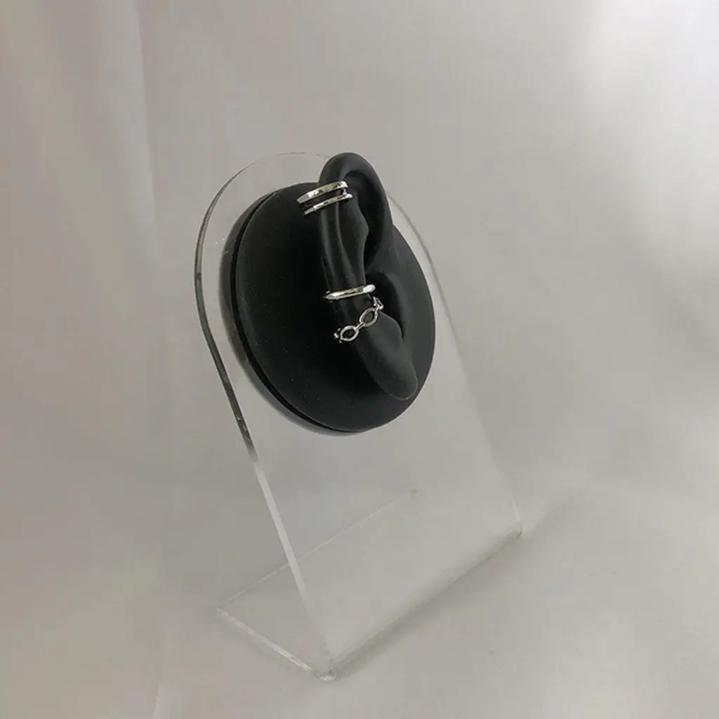 4xSimulation نموذج الأذن سيليكون أسود لعرض المجوهرات Asmr النوم مساعدة الأذن اليمنى الأسود