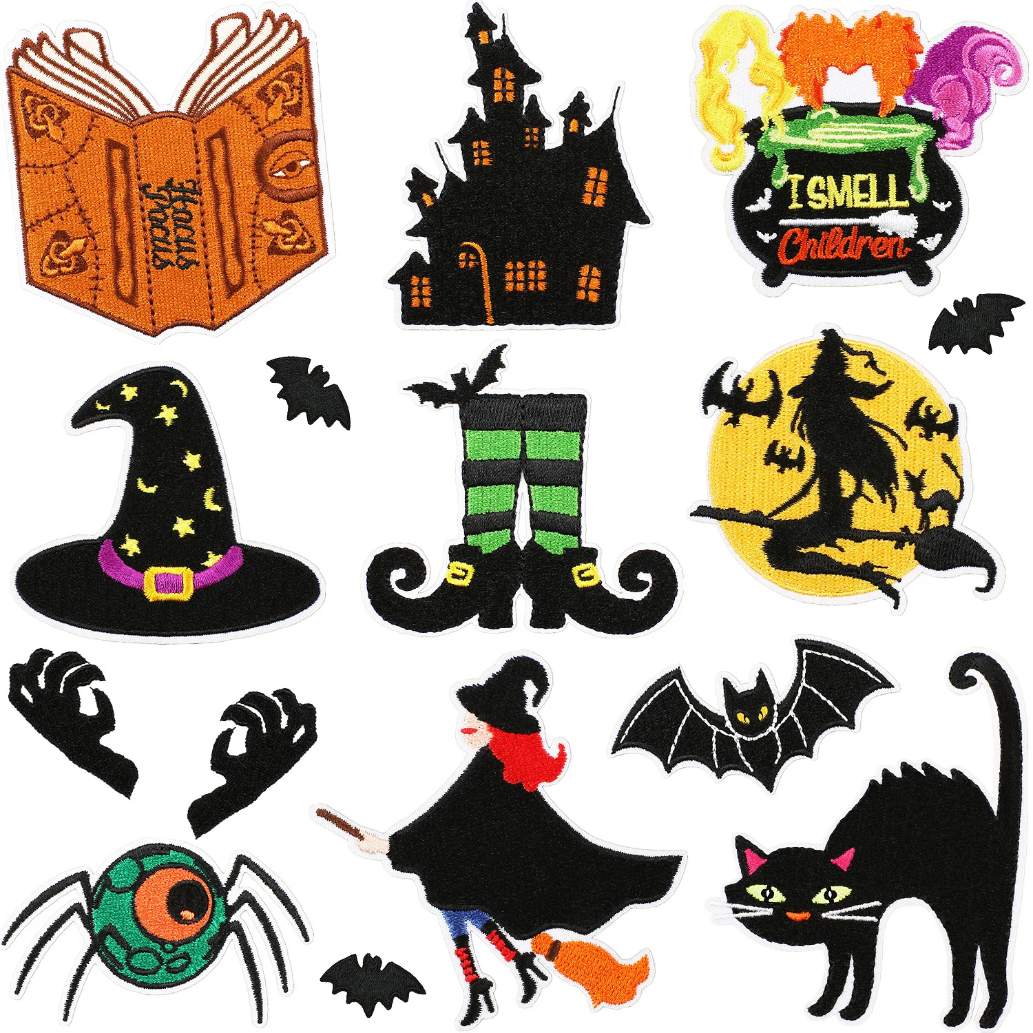 Ghost Hands Halloween Themed Embroidered Cloth Patch Witch Patches Bat Scary Cat Computer Embroidery Mark