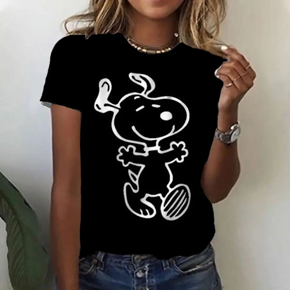 Snoopy T-Shirt Women Snoopy Print Cartoon Harajuku Feamle T shirts Casual Tops Short Sleeves Tees Women Clothing Y2K