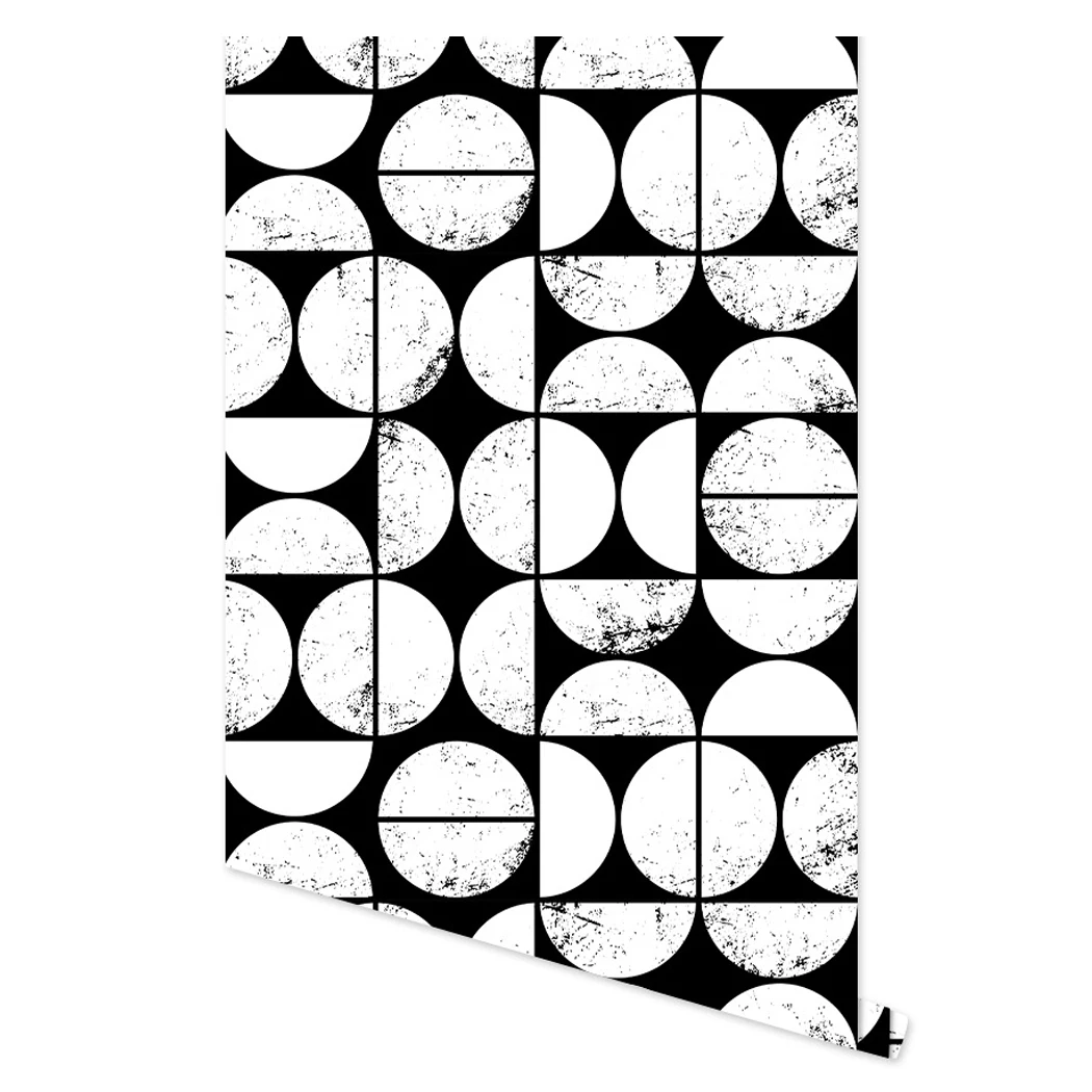 Black White Geometric Wallpaper Polka Dot PVC Self-adhesive Furniture Sticker for Bathroom Kitchen