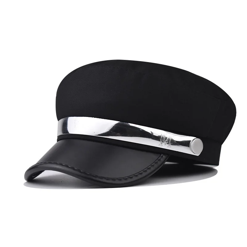 

Silver Autumn Versatile Beret Spring Thin Style Personality Octagonal Hat Women British Fashion Military