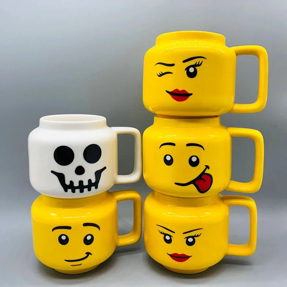 1 pc Cute Expression Ceramic Cup,Coffee Milk Tea Cartoon Mugs Brithday Christmas Gifts Funny Mug,Children Smiling Face Cup