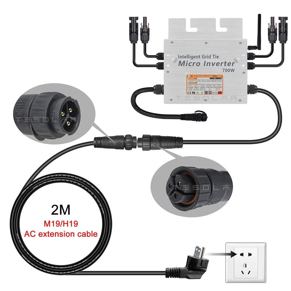 2 Meters AC Power Extension Cable With M19 Connector EU Plug 3 Core Easy To Install High Quality Safer