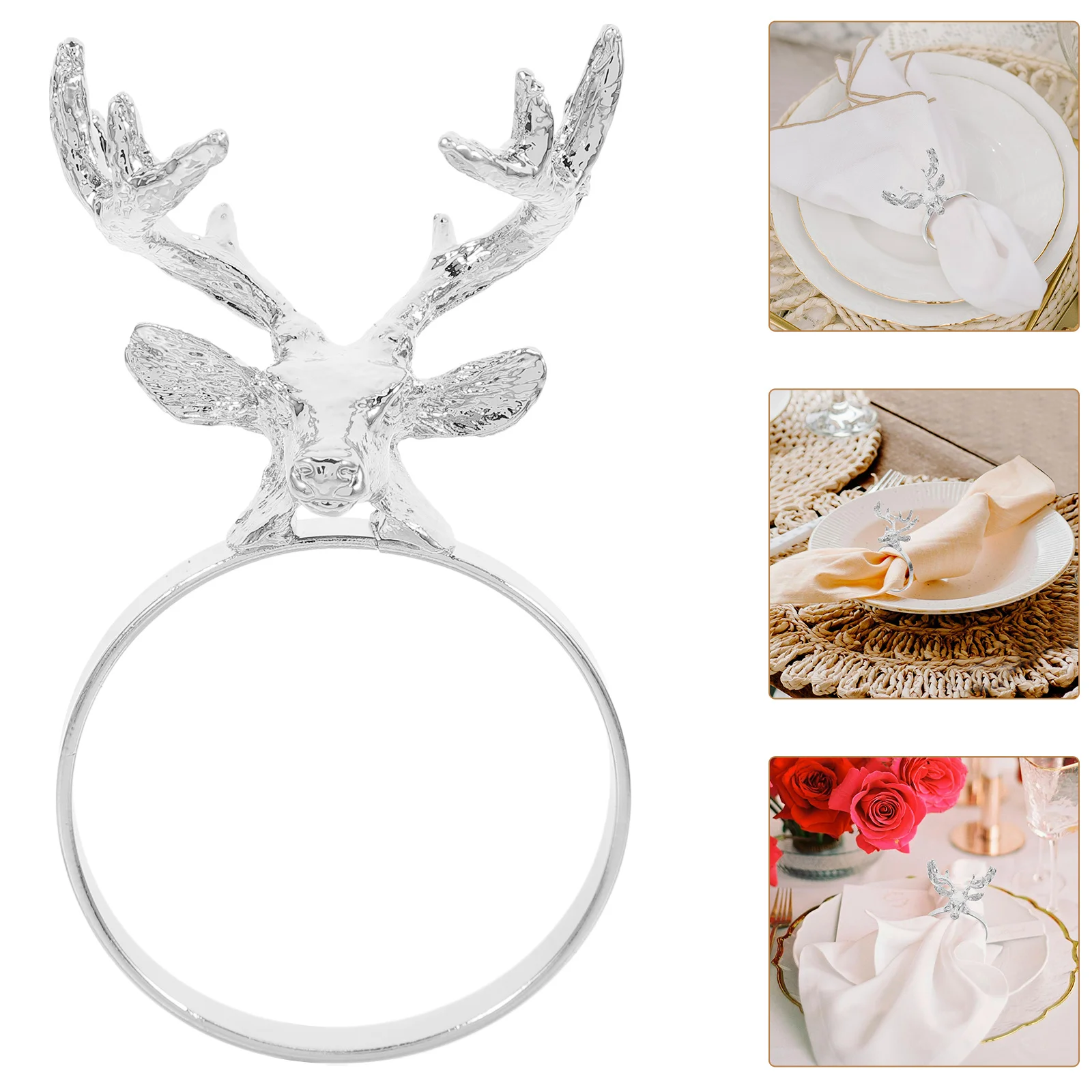 

Festive Napkin Rings Christmas Elk Antler Style Dinner Table Decor Holiday Wedding Birthday Home Decoration Set