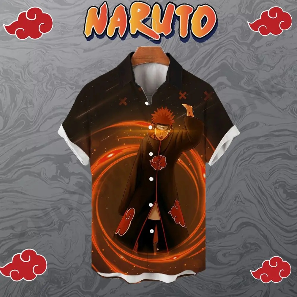 2023 Men\'s Shirts Naruto Harajuku Clothing Shirt Seaside Trip Tops High Quality Streetwear Summer Short Sleeve Oversized Fashion