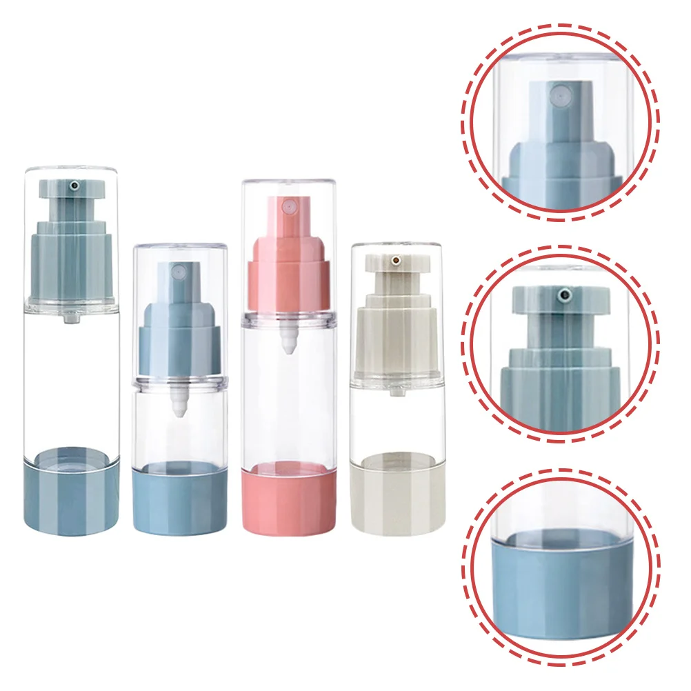4 قطعة زجاجات مضخة فارغة بدون هواء 10 مللي السفر غسول رذاذ الحاويات مانعة للتسرب إعادة الملء موزع لمصل كريم