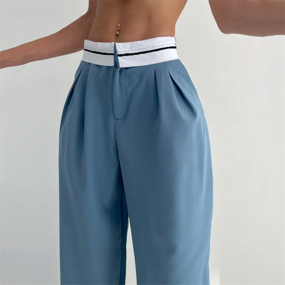 High Waist Wide Leg Loose Pants Women Solid Fashion Casual Trousers Womens Summer Pants