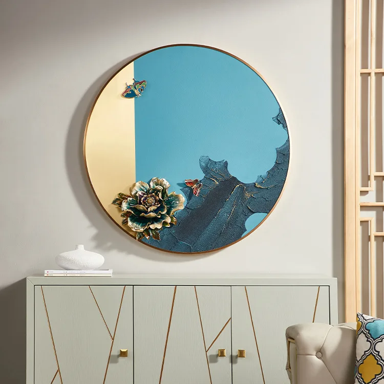

Enamel hand-painted living room sofa background wall hanging paintings, modern and simple, decorative high-end light luxury