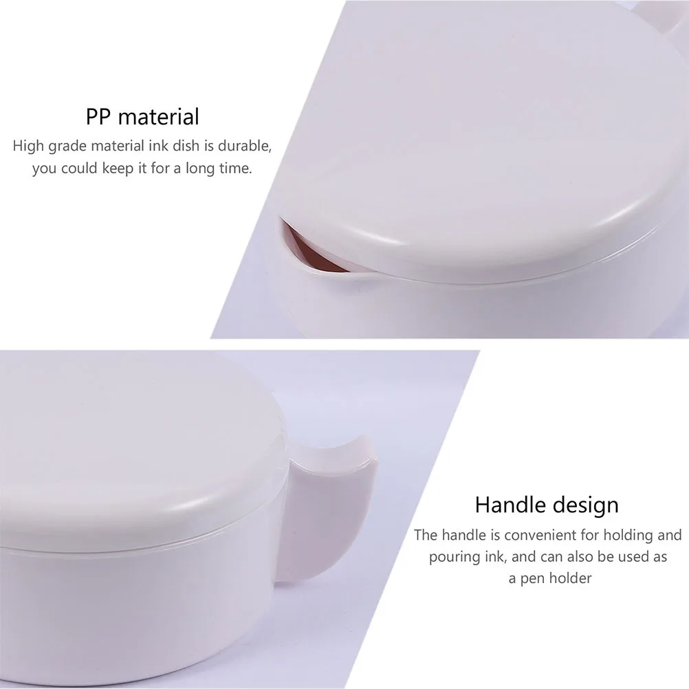 

2 Pcs Drawing Ink Tray Bowl Pen Holder Durable Calligraphy Inkwell Inkstone with Lid Chinese Tools PP Japanese