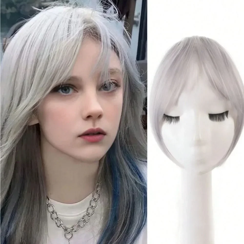 Synthesis Wig Middle-Part Bangs Hair Extensions Clip In Eight-Character Bangs Natural Hairpiece Fake Bang Fringe Daily Use