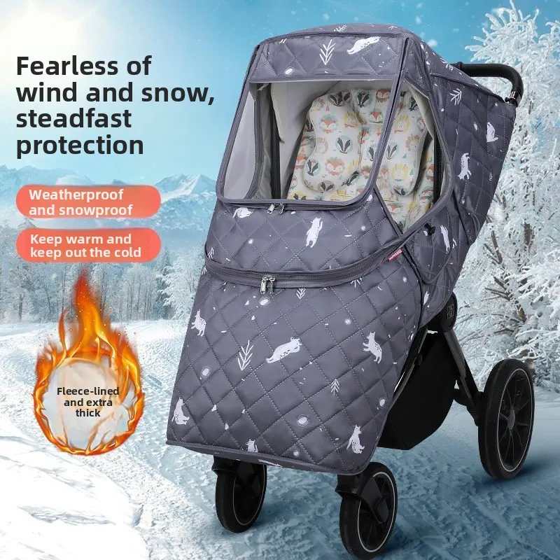 

Baby Stroller Windproof Cover Winter Warm Cotton Liner Universal Cold Weather Insulated Pushchair Rain Shield Protection Safe